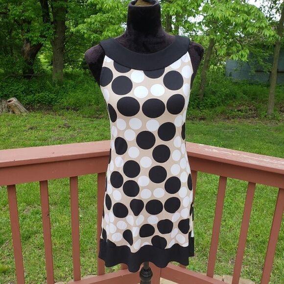 B.Darlin Ladies Pullover Sheath Polka Dot Dress, 3/4 - Picture 1 of 10